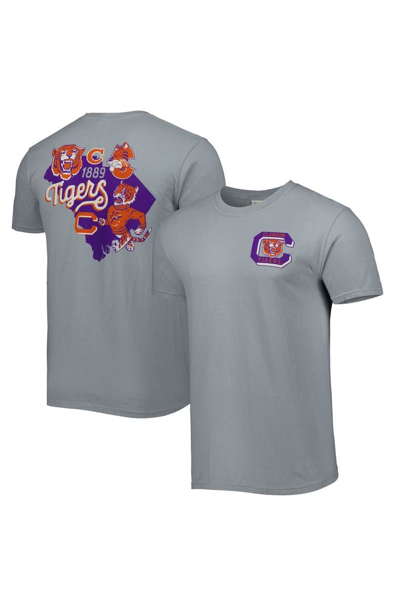 IMAGE ONE Men's Graphite Clemson Tigers Vault State Comfort T-Shirt, Main, color, 