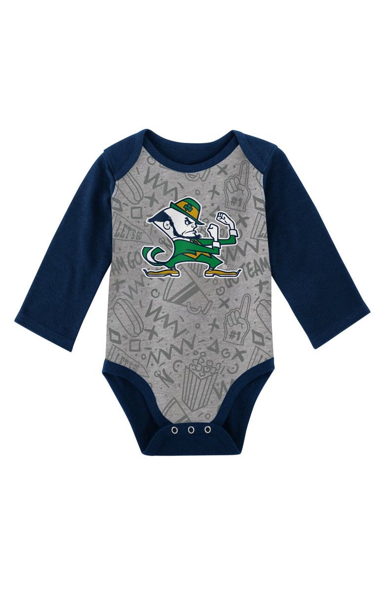 Outerstuff Newborn & Infant Green/Gray Notre Dame Fighting Irish 2-Pack Play Time Long Sleeve Bodysuit Set, Alternate, color, 