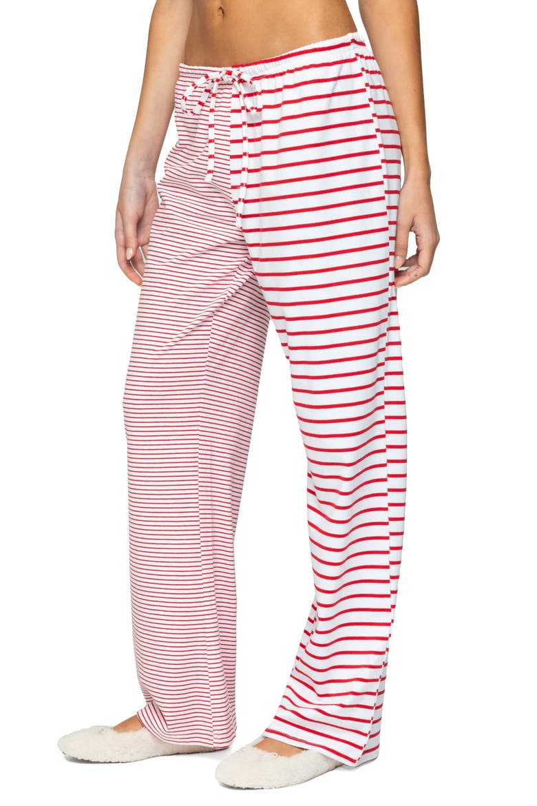Laken Mixed Stripe Stretch Cotton Drawstring Pants, Alternate, color, RED MIX
