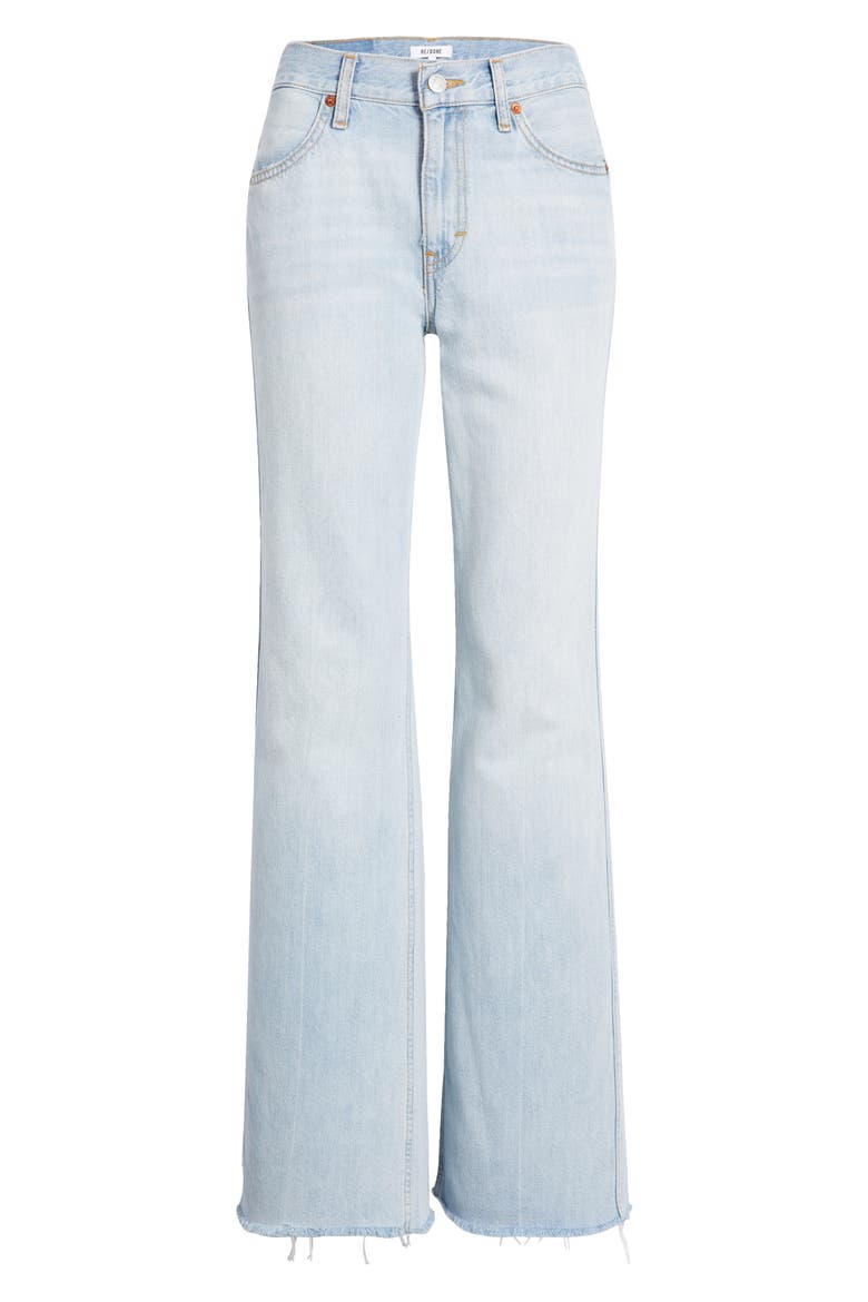 The Californian High Waist Raw Hem Flare Leg Jeans, Alternate, color, BIG SUR