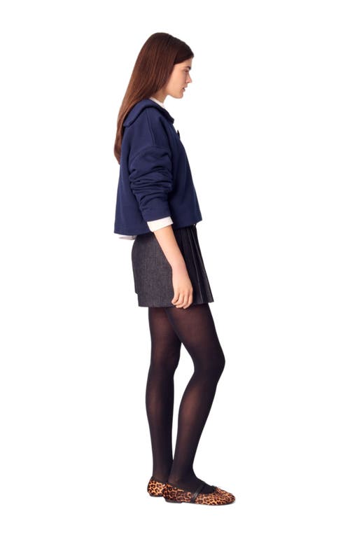 Maje Short Sweatshirt With Embroidery In Navy