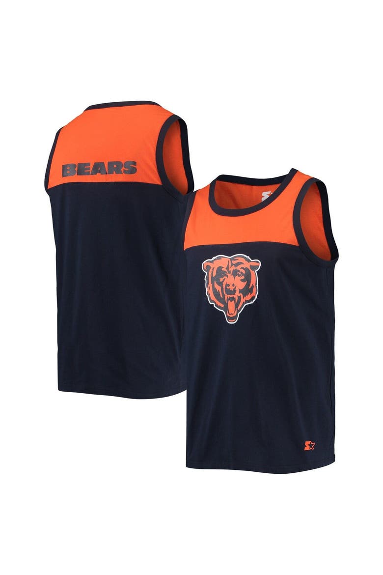 Men's Starter Navy/Orange Chicago Bears Team Touchdown Fashion Tank Top, Alternate, color, Navy