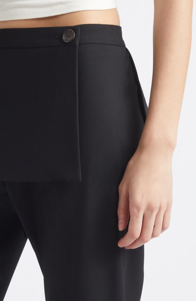 Sandy Liang Mulberry Apron Overlay Crop Bootcut Pants, Alternate, color, Black