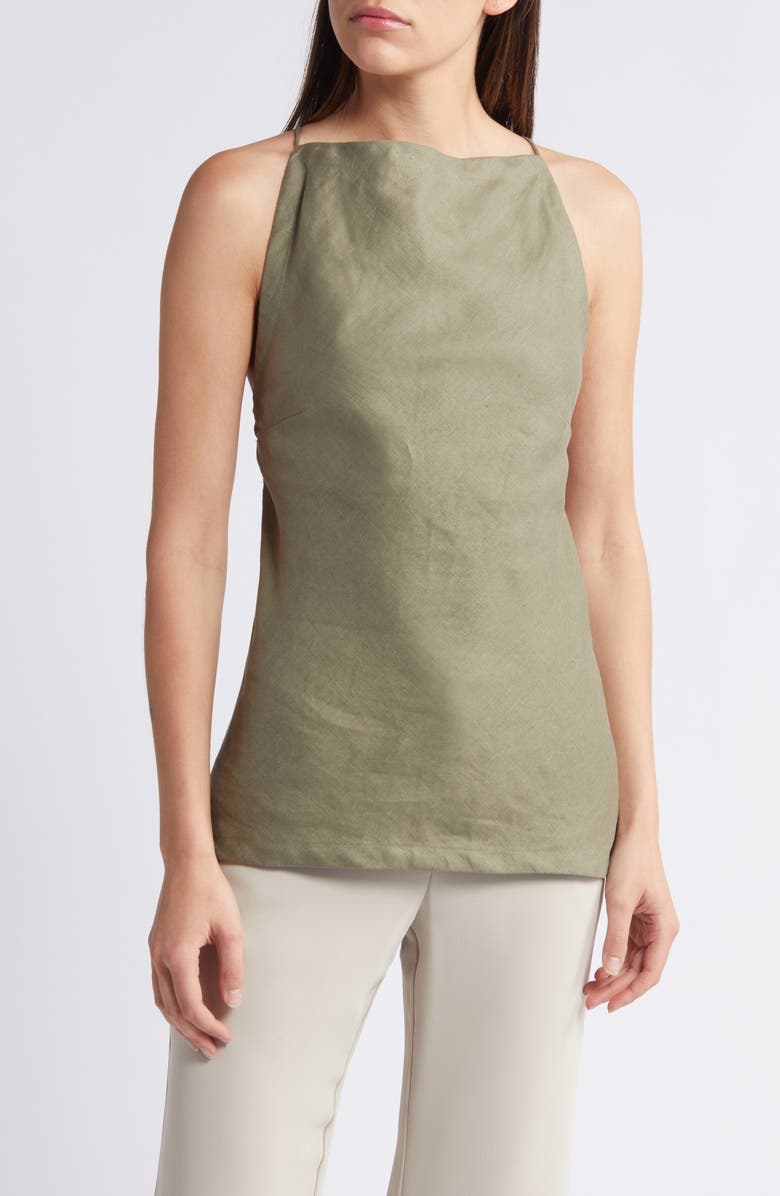 Antibes Sleeveless Tie Back Linen Top