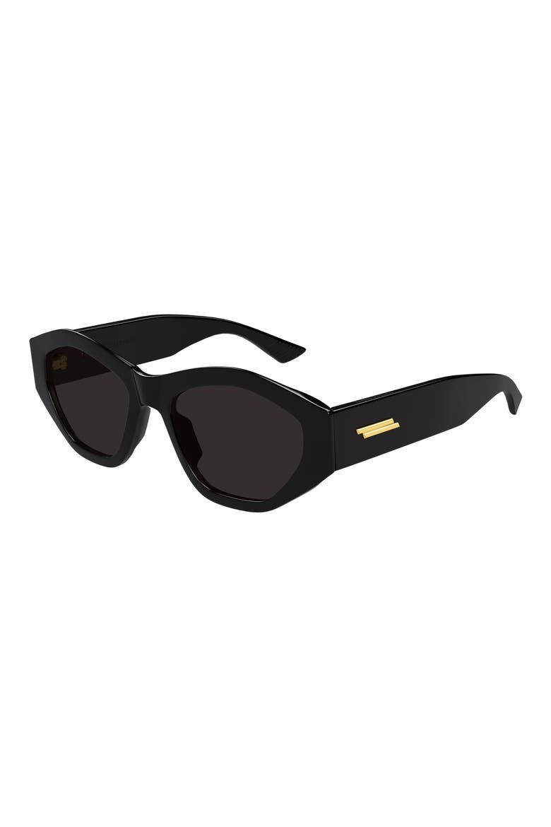 53mm Geometric Sunglasses, Alternate, color, BLACK