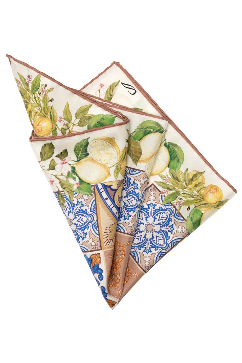 Messina - Silk Pocket Square for Men, Alternate, color, Terracotta