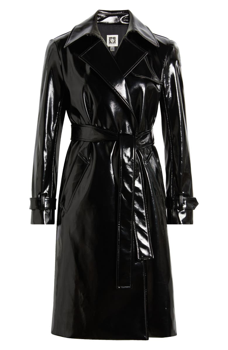 Anne Klein Patent Leather Trench Coat, Alternate, color,