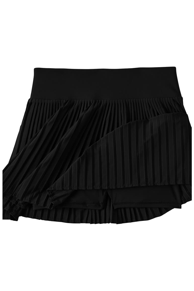 High Waisted Pleated Woven Swim Skort, Alternate, color, Black