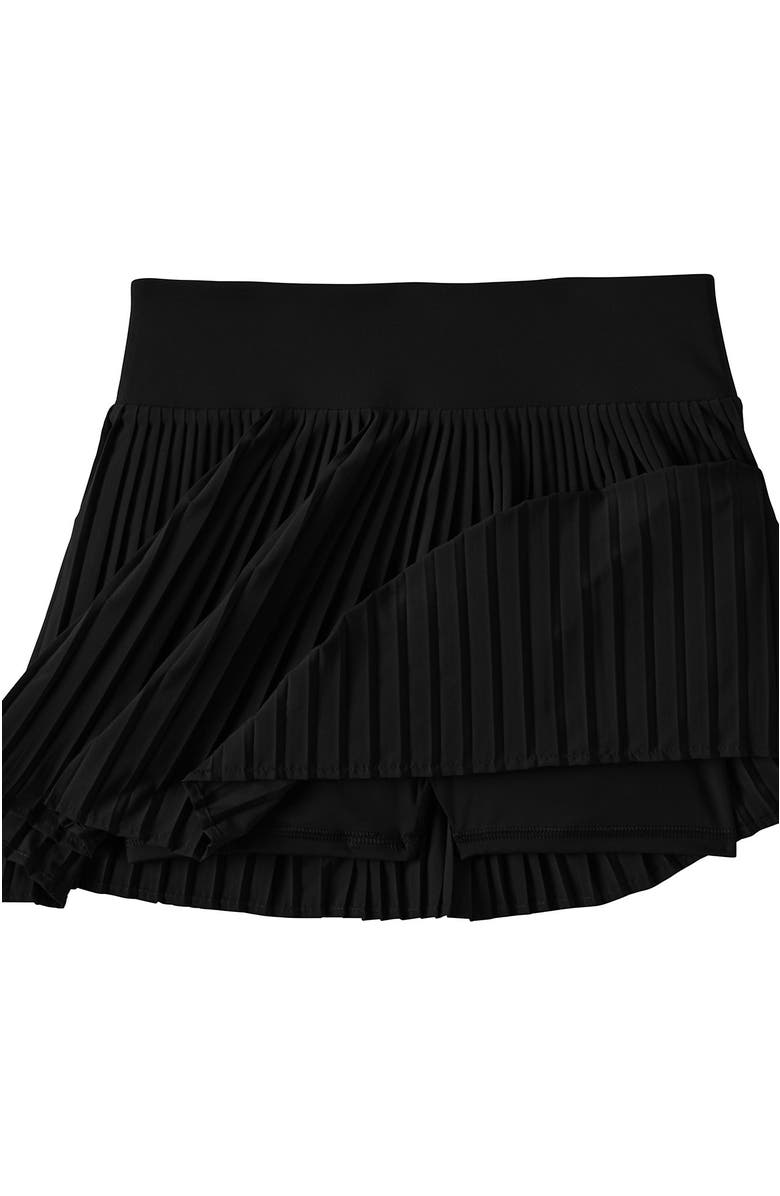 Lands' End High Waisted Pleated Woven Swim Skort, Alternate, color, Black