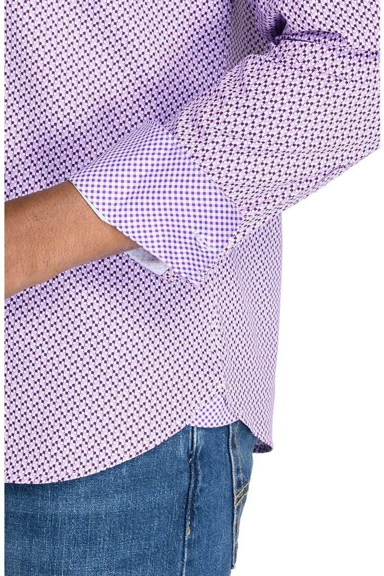 Slim Fit Mosaic Dot Recycled 4-Way Stretch Performance Long Sleeve Shirt, Alternate, color, PURPLE