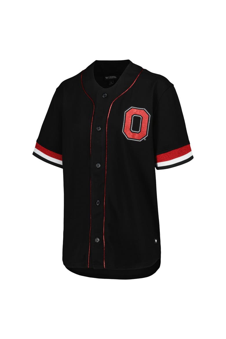 Women's The Wild Collective Black Ohio State Buckeyes Button-Up Baseball Shirt, Alternate, color, Black