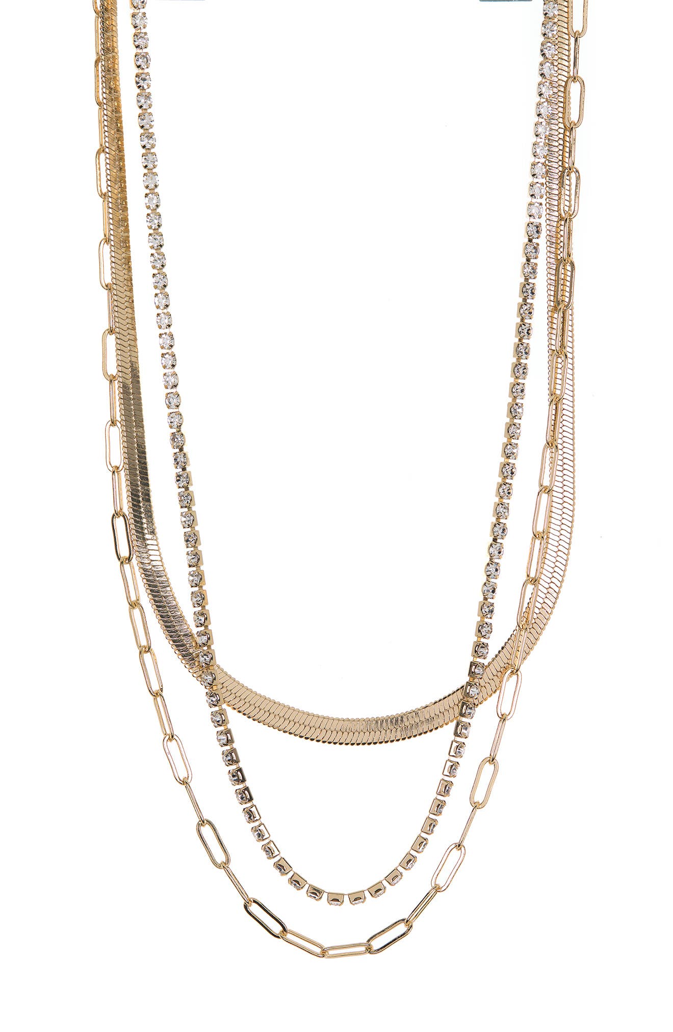NORDSTROM RACK Layered Rhinestone Chain Necklace | Nordstromrack
