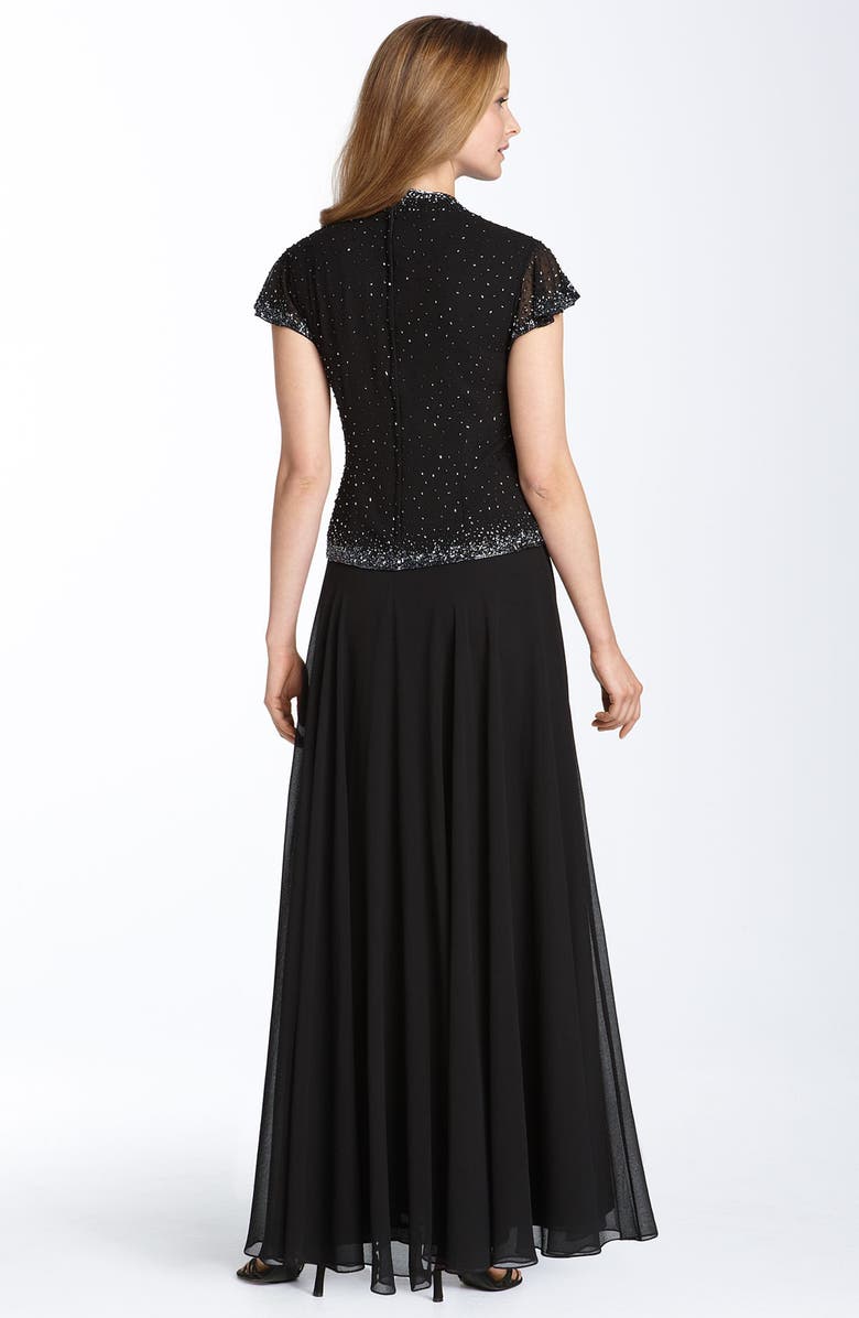 J Kara Beaded Chiffon Gown, Alternate, color, 