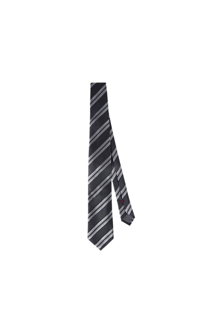 Textured striped silk tie, Alternate, color, Anthracite