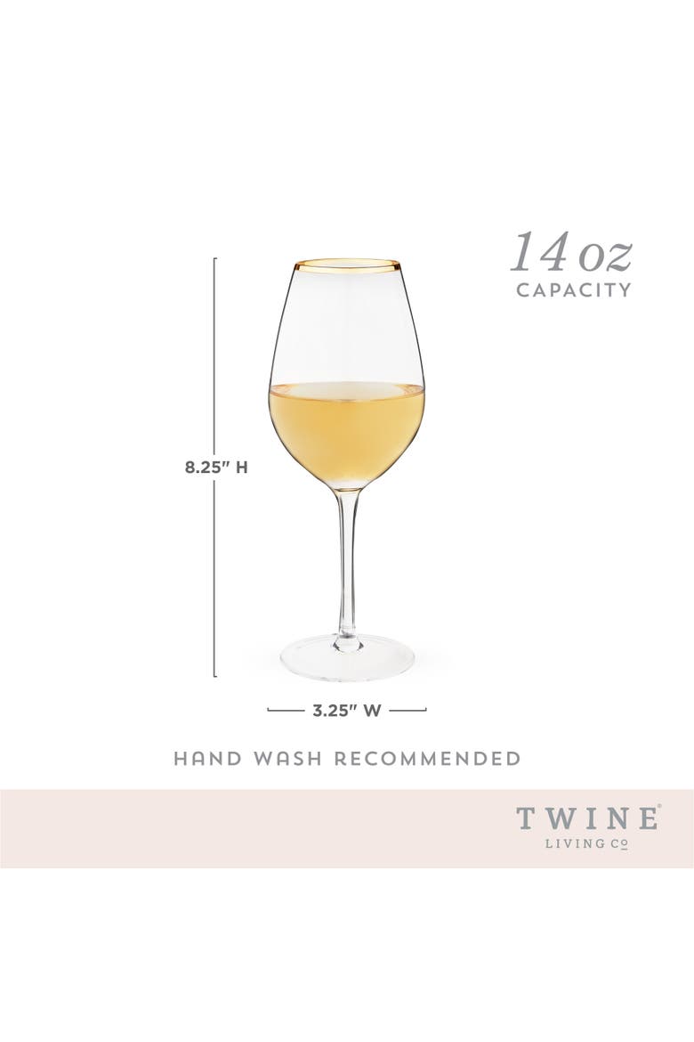 Gilded Stemmed Wine Glasses Set of 2, Alternate, color, Gold