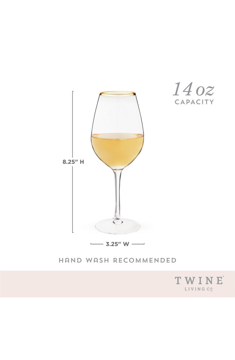 TWINE Gilded Stemmed Wine Glasses Set of 2, Alternate, color, Gold