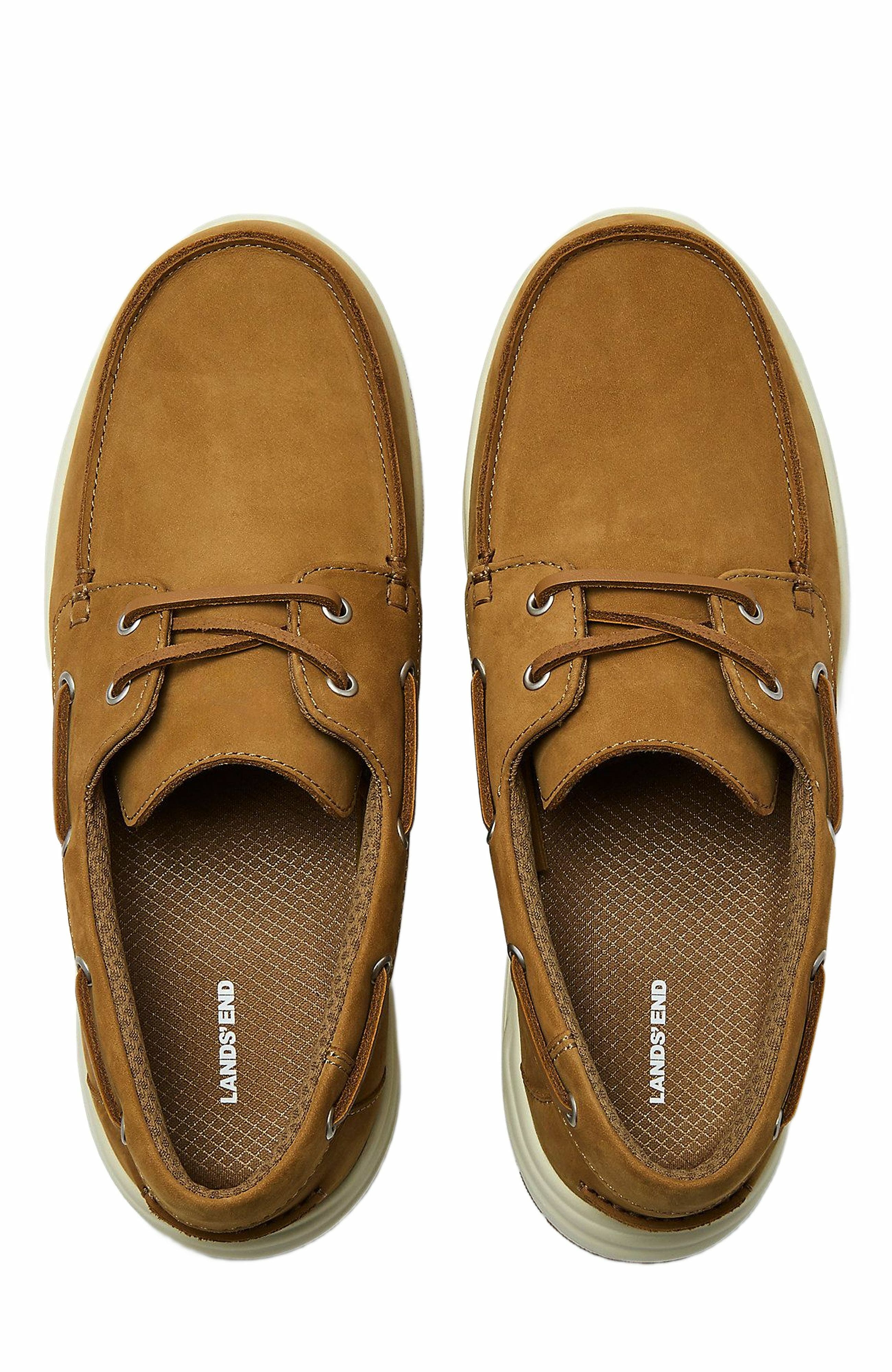 Lands' End Comfort Leather Slip On Boat Shoes, Main, color, Toasted Rye