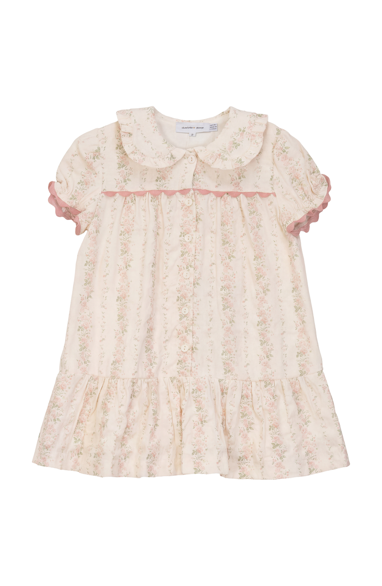 Charlotte & George Stripe Floral Print Dress, Main, color, Pink