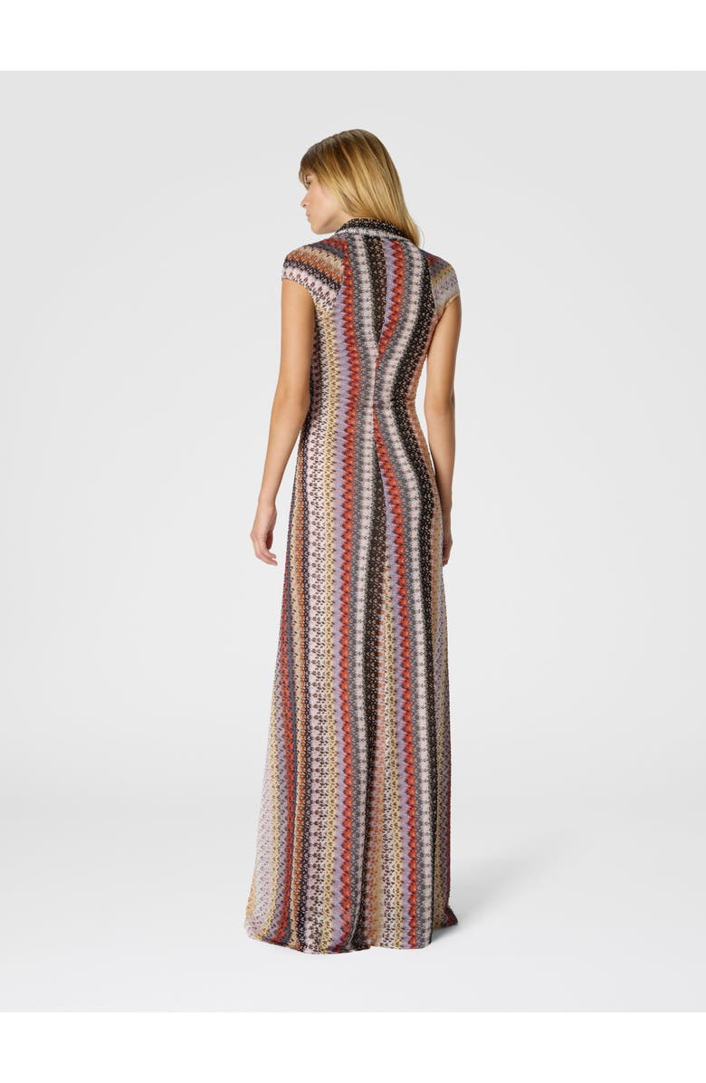 Missoni Long Dress With Knot And Neckline, Alternate, color, Red & Blue