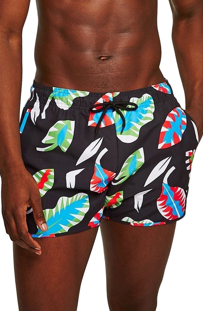 Topman Print Swim Trunks, Main, color, 