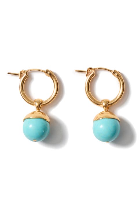Semiprecious Stone Bell Hoop Earrings