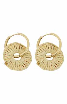 Panacea Rattan Wrapped Hoop Earrings