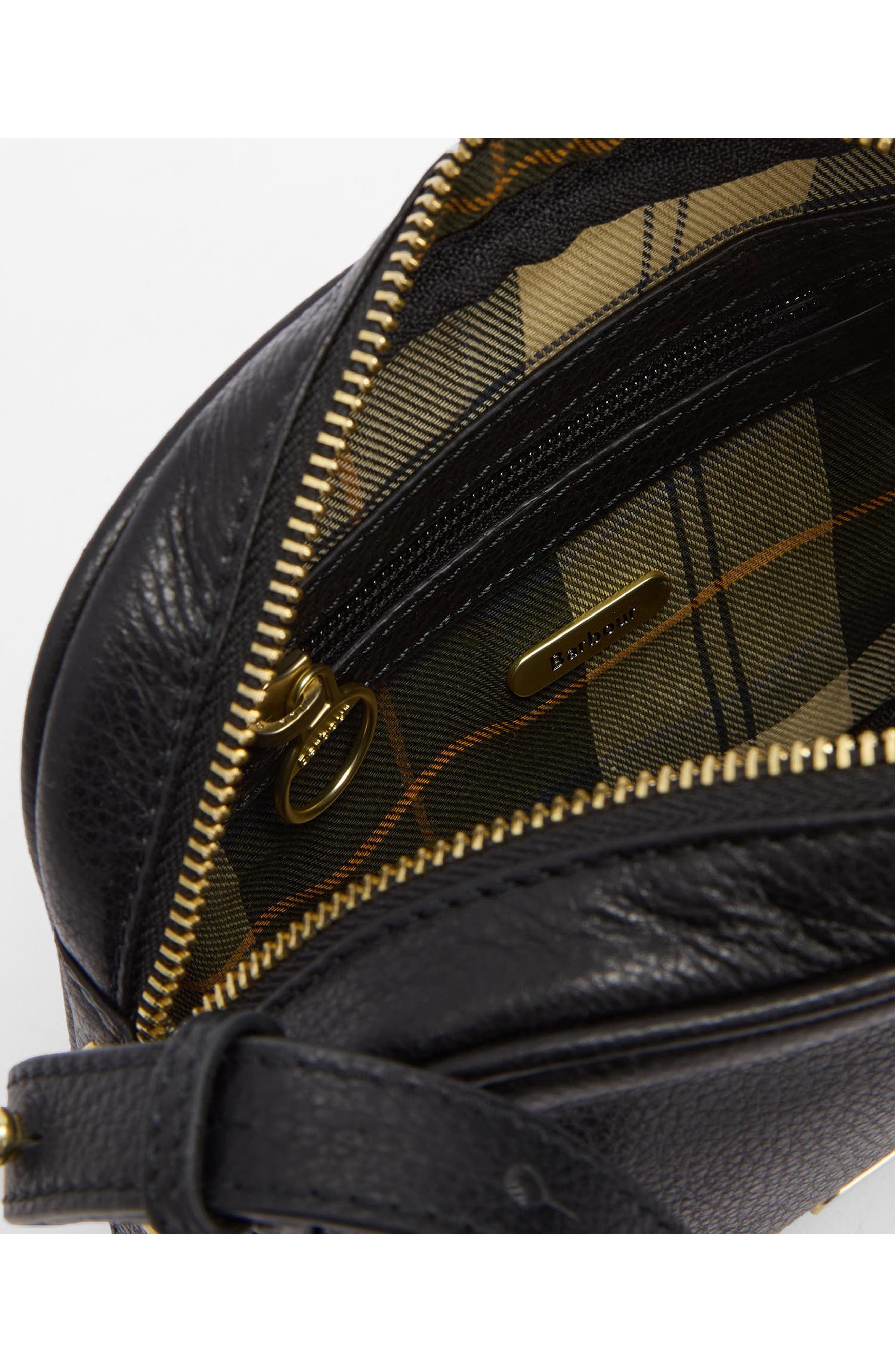 Barbour Daphne Leather Crossbody Bag, Alternate, color, Black