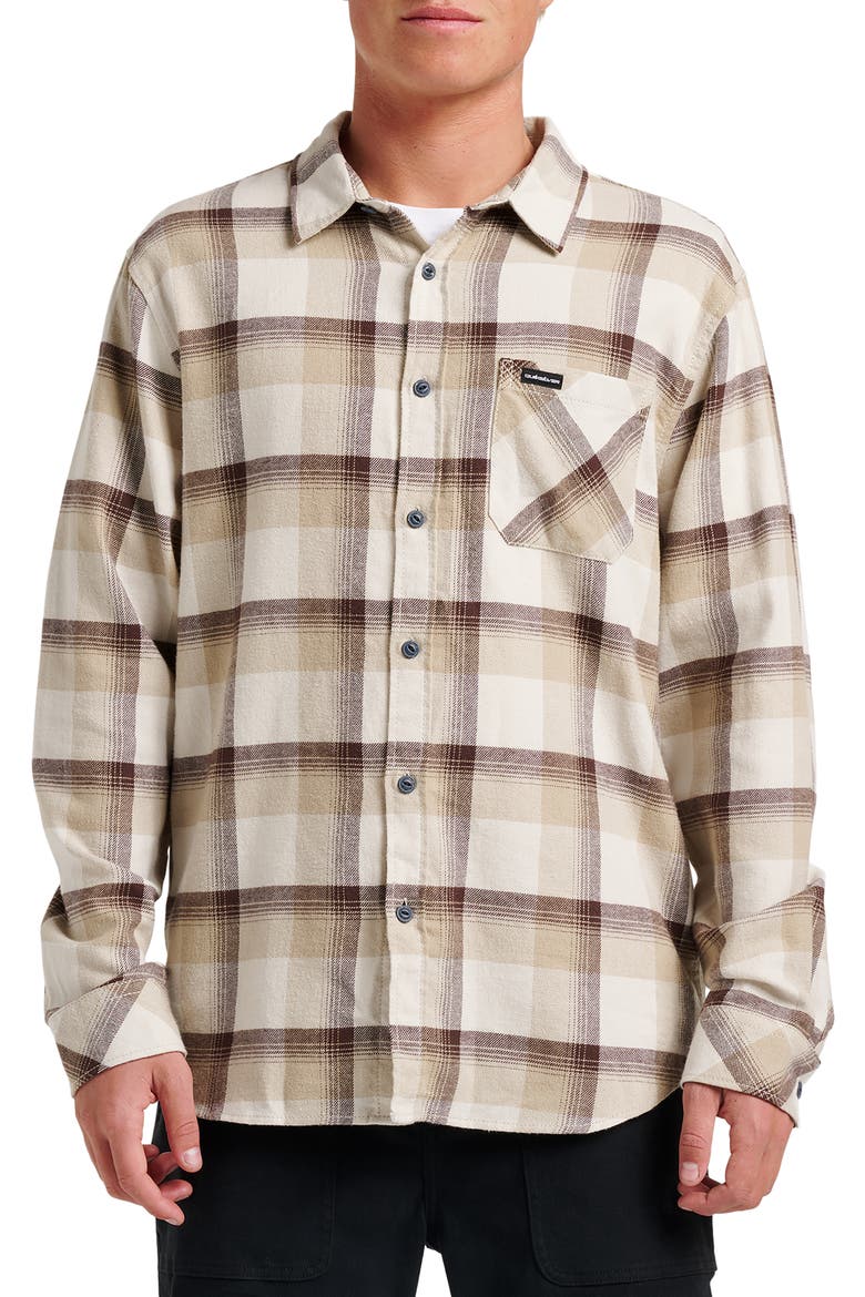 Penmar Check Cotton Flannel Button-Up Shirt, Main, color, SILVER BIRCH