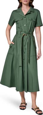 Donna Karan New York Short Sleeve Stretch Cotton Shirtdress