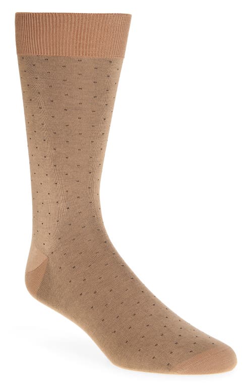 Canali Dot Cotton Dress Socks In Brown