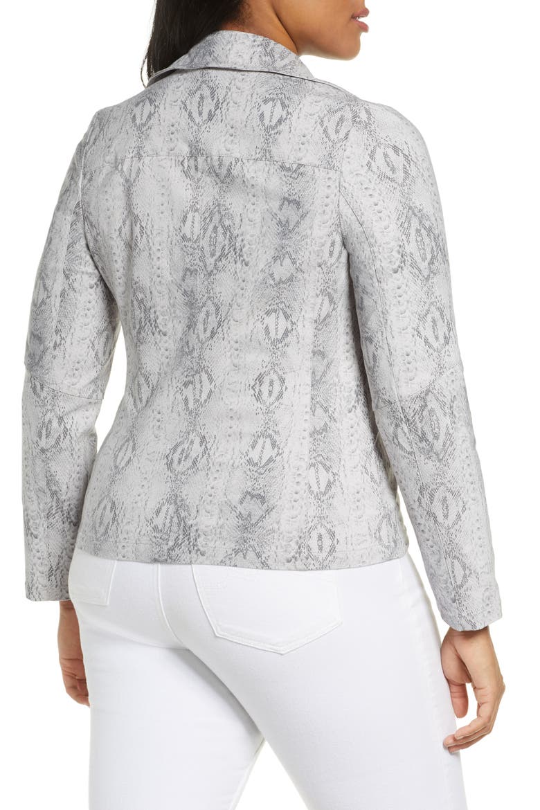 Animal Print Moto Jacket, Alternate, color, GREY COMBO