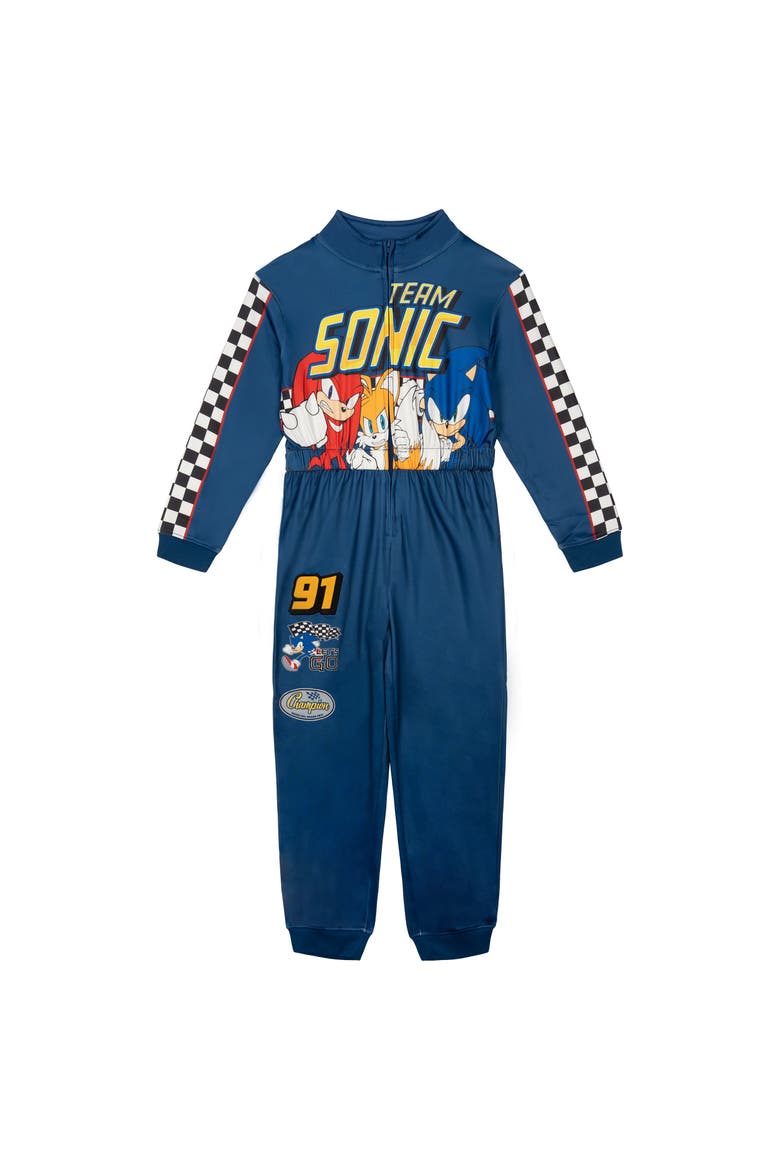 Sonic the Hedgehog Racing One Piece Coverall, Main, color, Sonic Navy