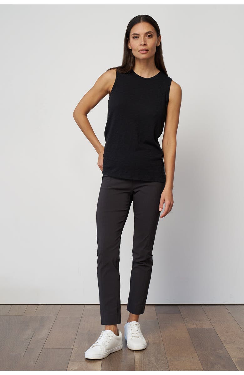 Franne Golde Slub Jersey Sleeveless Crewneck Tee, Alternate, color, Black