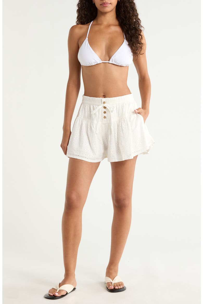 Eyelet Skort, Main, color, WHITE