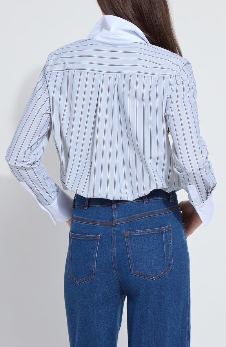 Lysse Stripe Button-Up Shirt, Alternate, color, Moonstone Stripe