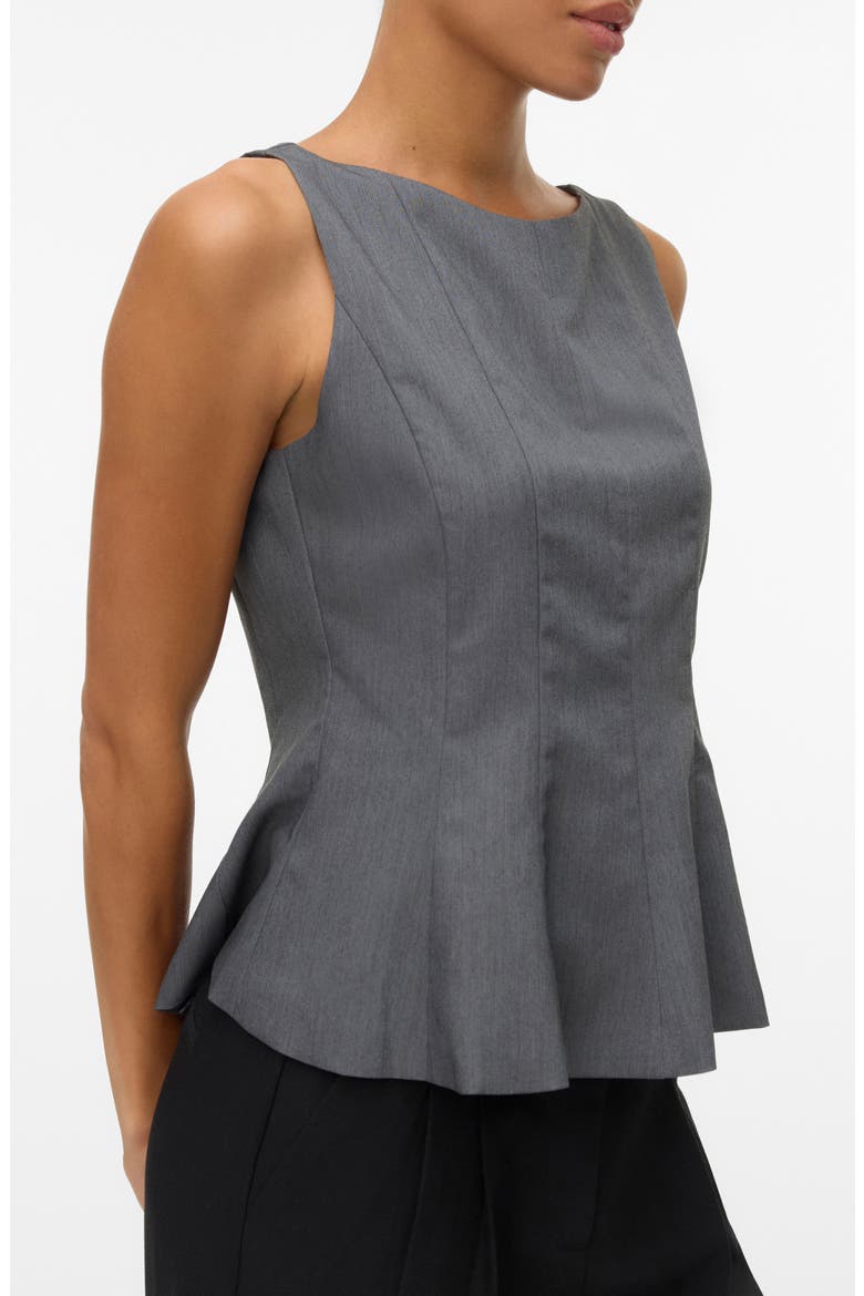 Kimberly Sleeveless Peplum Top, Main, color, DARK GREY