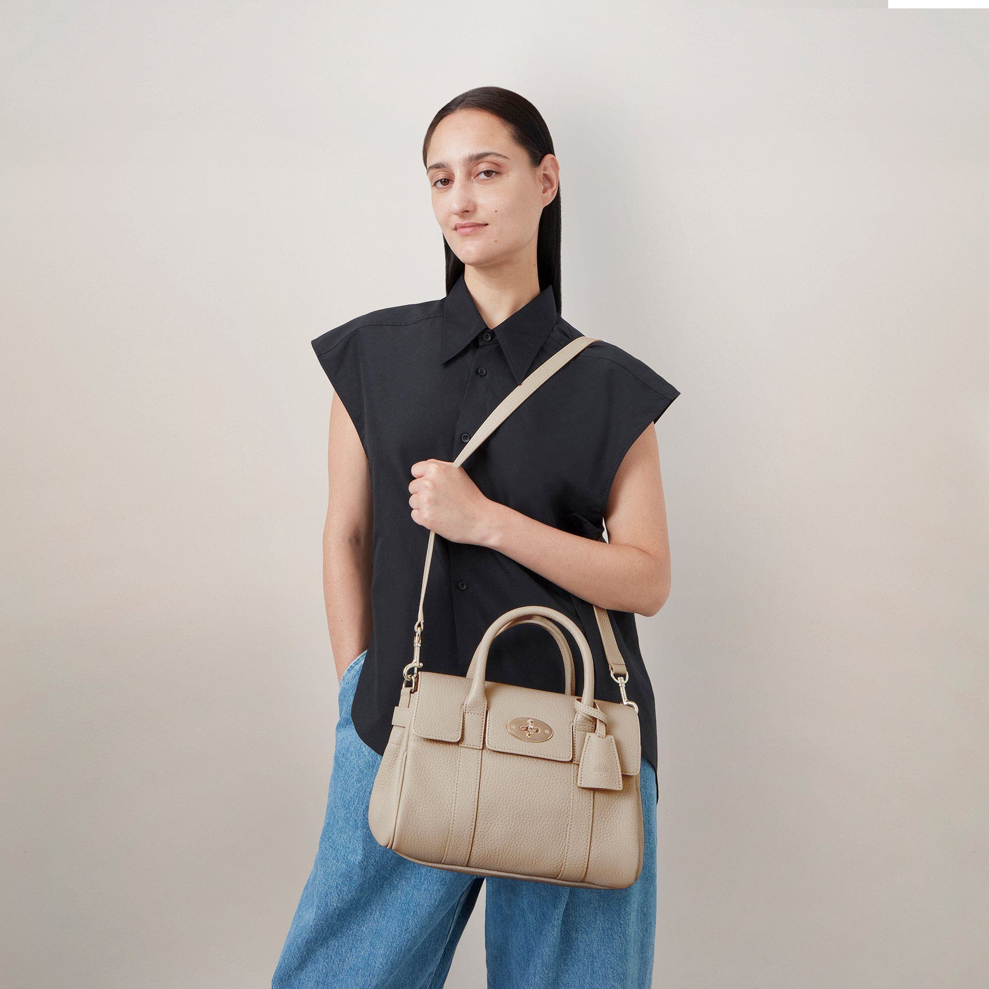 Mulberry Small Bayswater Satchel, Alternate, color, Chalk