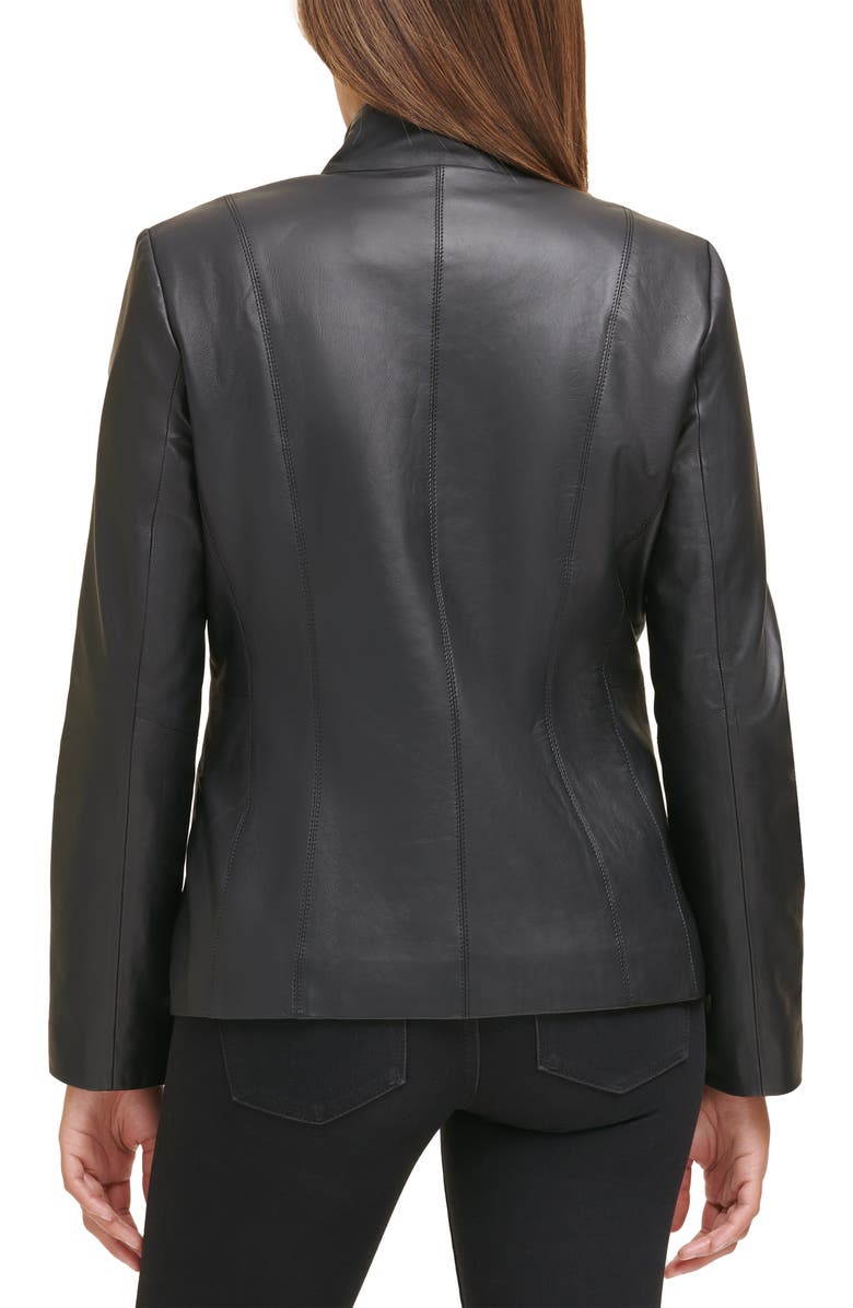 Cole Haan Wing Collar Leather Jacket, Alternate, color, Black