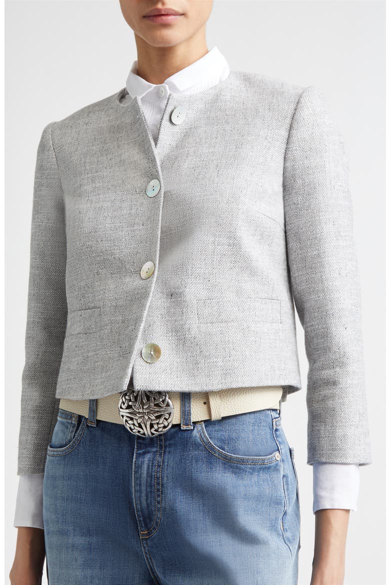 Cotton Blend Crop Jacket, Alternate, color, LIGHT MELANGE GREY
