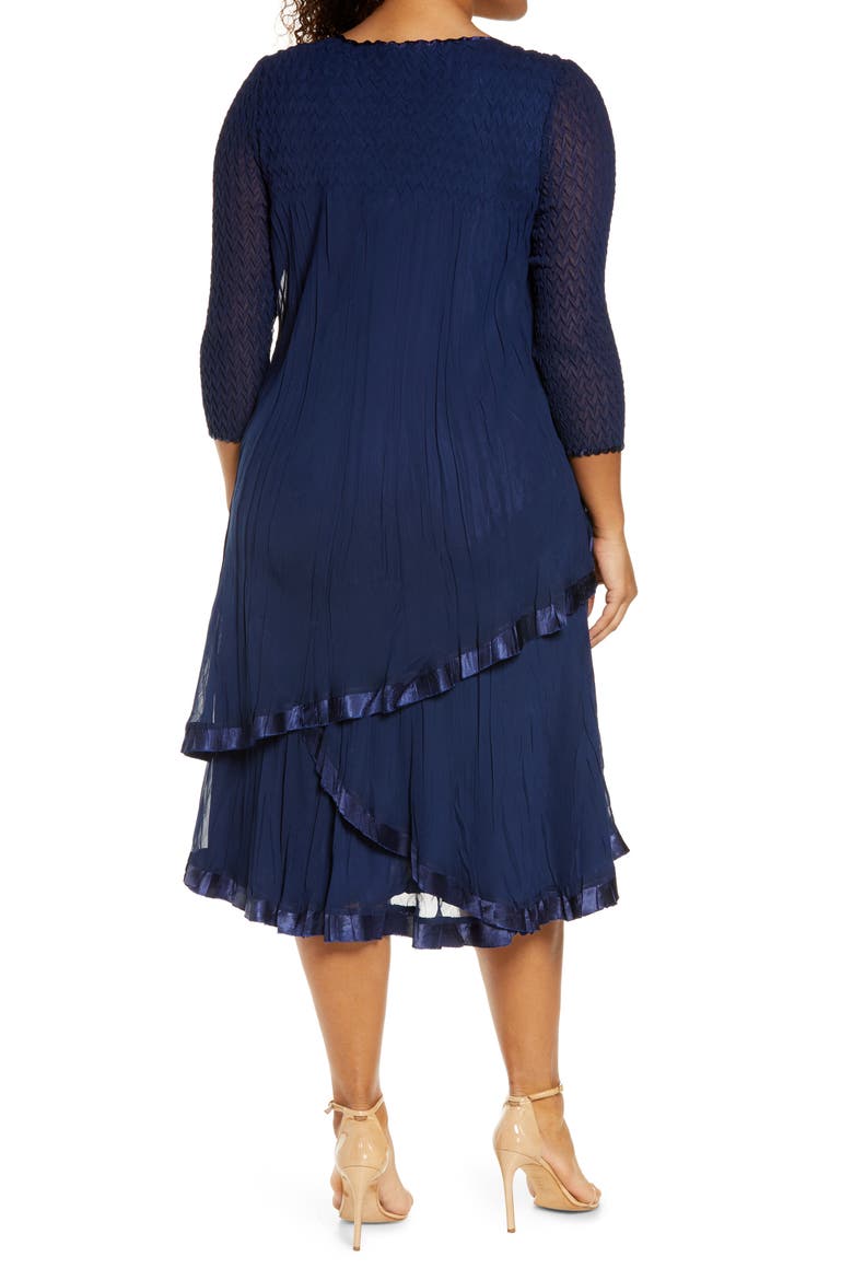Beaded Neck Midi Cocktail Dress, Alternate, color, MIDNIGHT NAVY