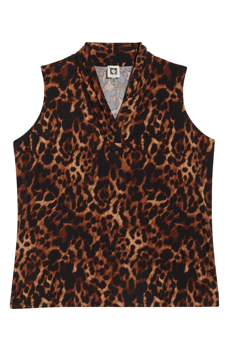 Anne Klein Leopard Triple Pleat Sleeveless Top, Alternate, color, Anne Black Multi