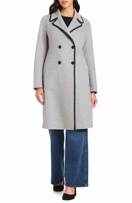 Kate Spade New York embroidered double breasted top coat