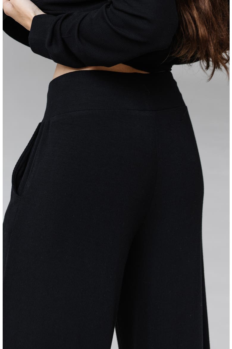 Wide Leg Rib Pajama Pants, Alternate, color, BLACK