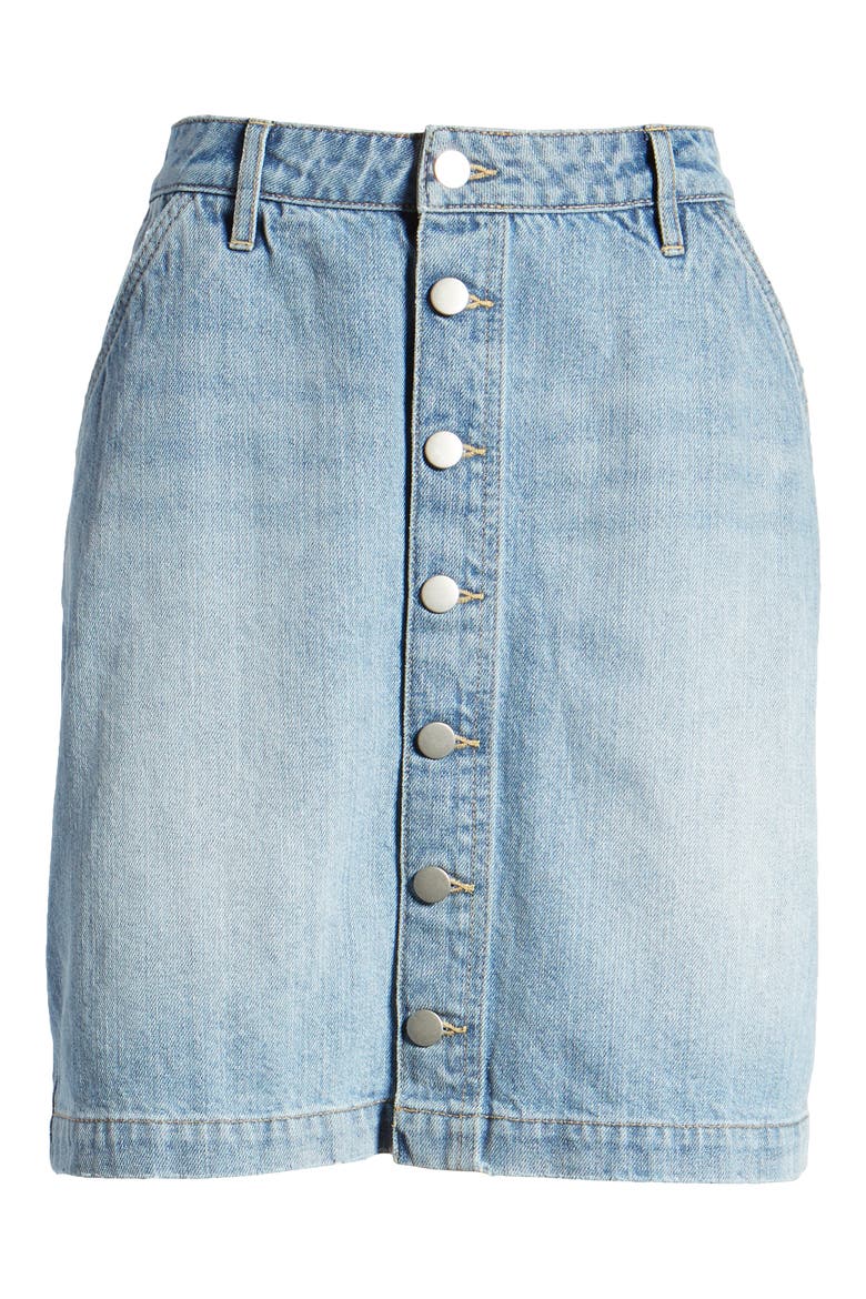 Button Front Denim Skirt, Alternate, color, VINTAGE MEDIUM WASH