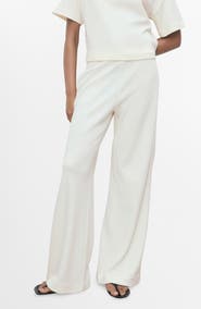 MANGO Straight Fit Cotton Blend Pants
