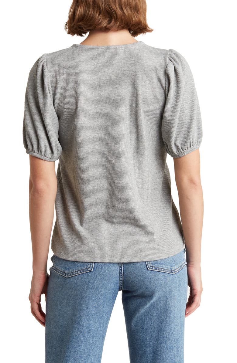 FOR THE REPUBLIC Short Puff Sleeve Rib Knit Top, Alternate, color, 