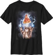 Lost Gods Boy's Lost Gods Cat Pizza Lightning Power Graphic T-Shirt