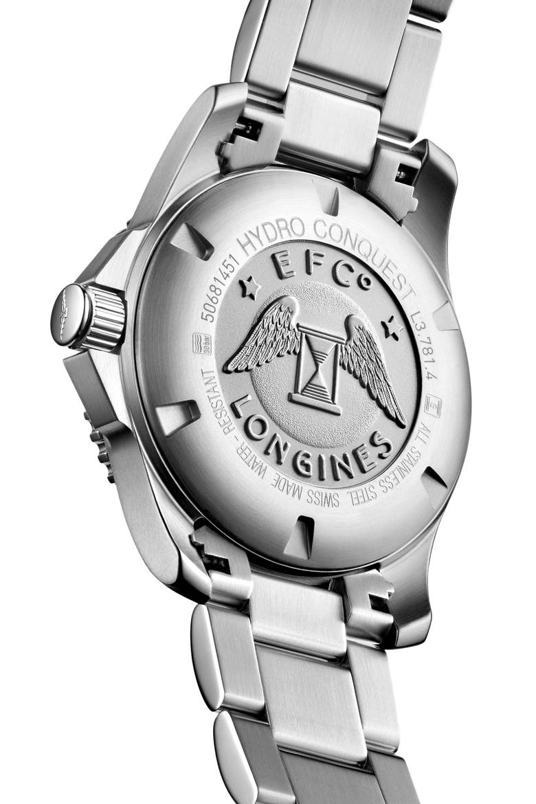HydroConquest Automatic Bracelet Watch, 41mm, Alternate, color, SILVER/ BLUE/ SILVER