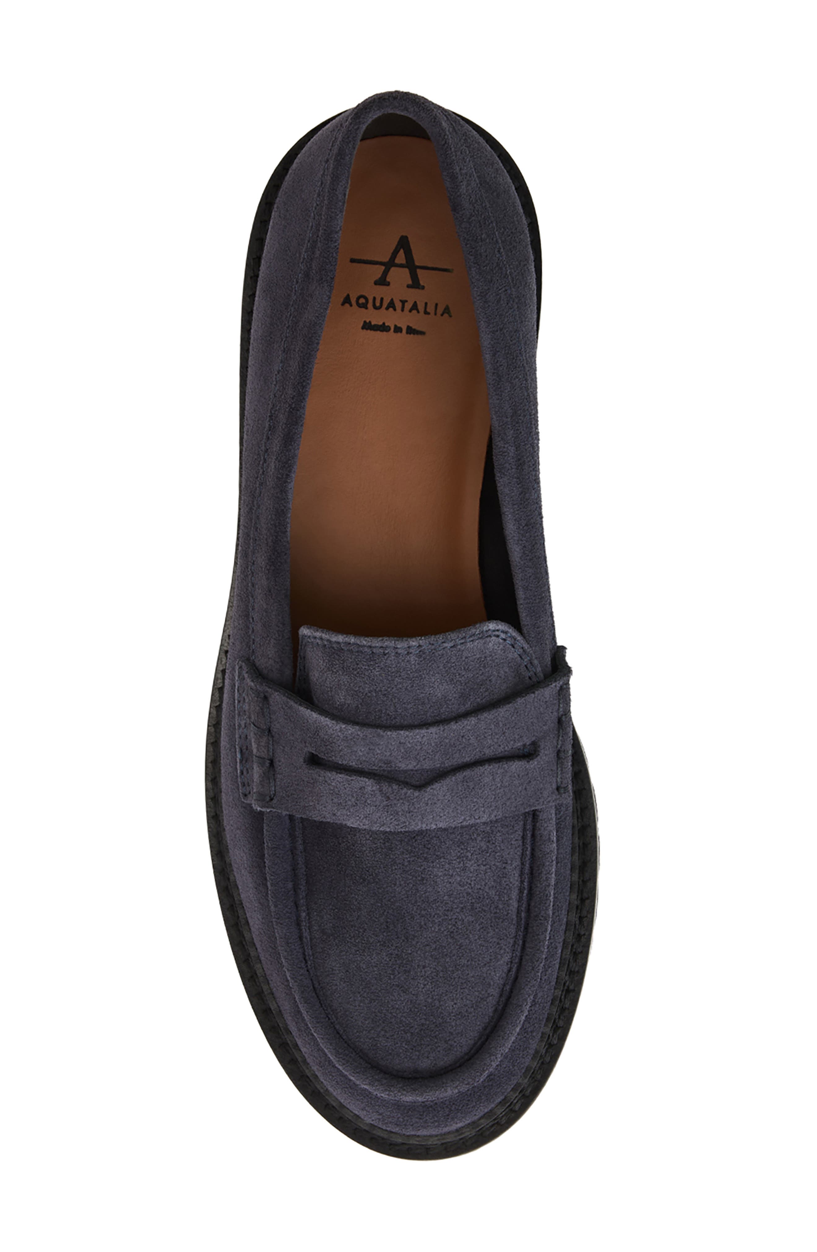 Merry Waterproof Lug Sole Penny Loafer, Alternate, color, NAVY SUEDE
