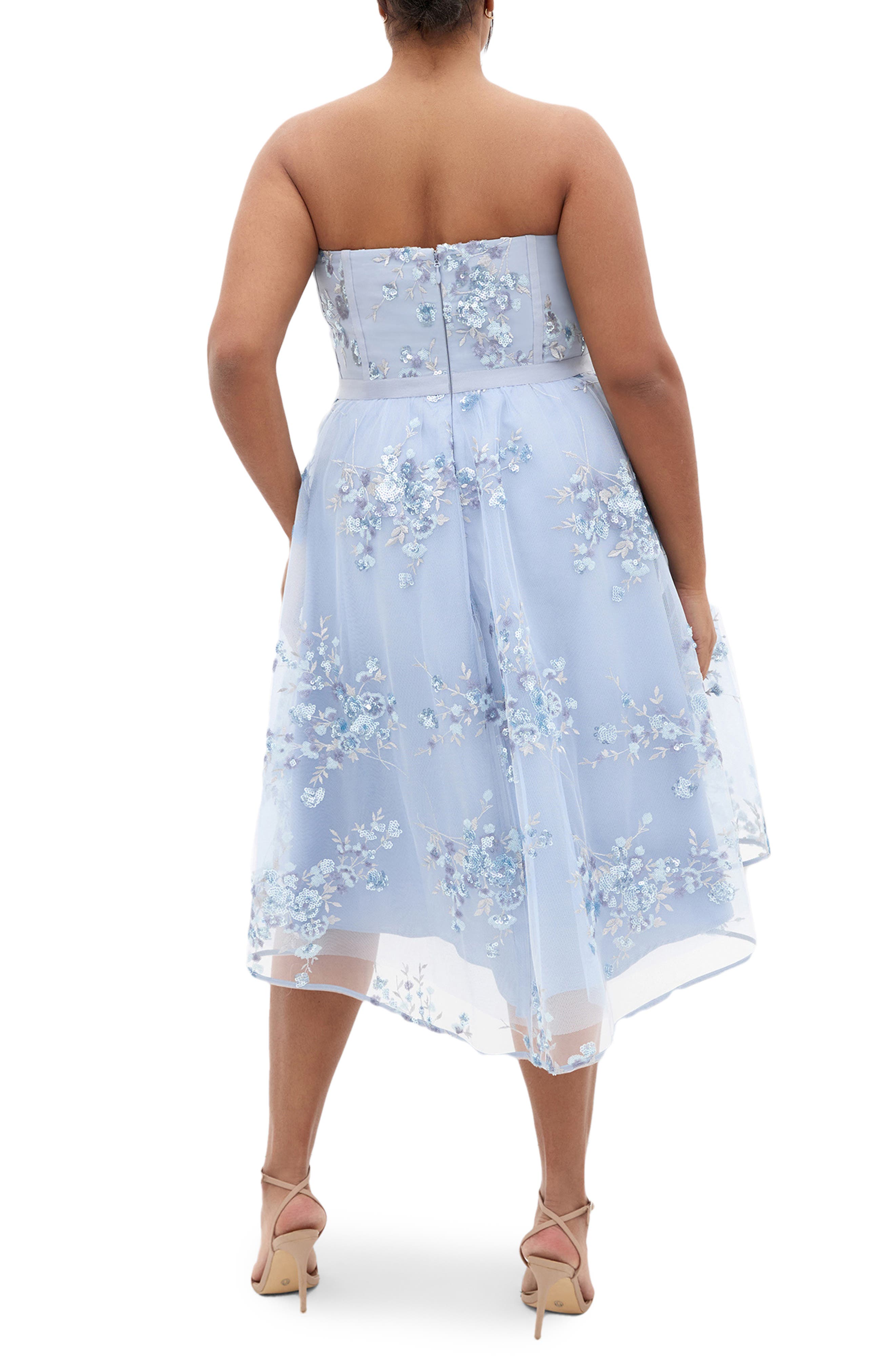 City Chic Ambrosia Sequin Floral Print High-Low Dress (Women ...
